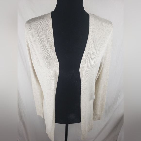 Amazon Essential Beige Long Sleeve Open Front Cardigan Sz XS - Picture 3 of 10
